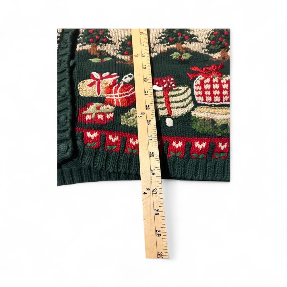 Vintage Tiara International Women's Christmas Cardigan Green Size XL Button Up - Picture 6 of 7